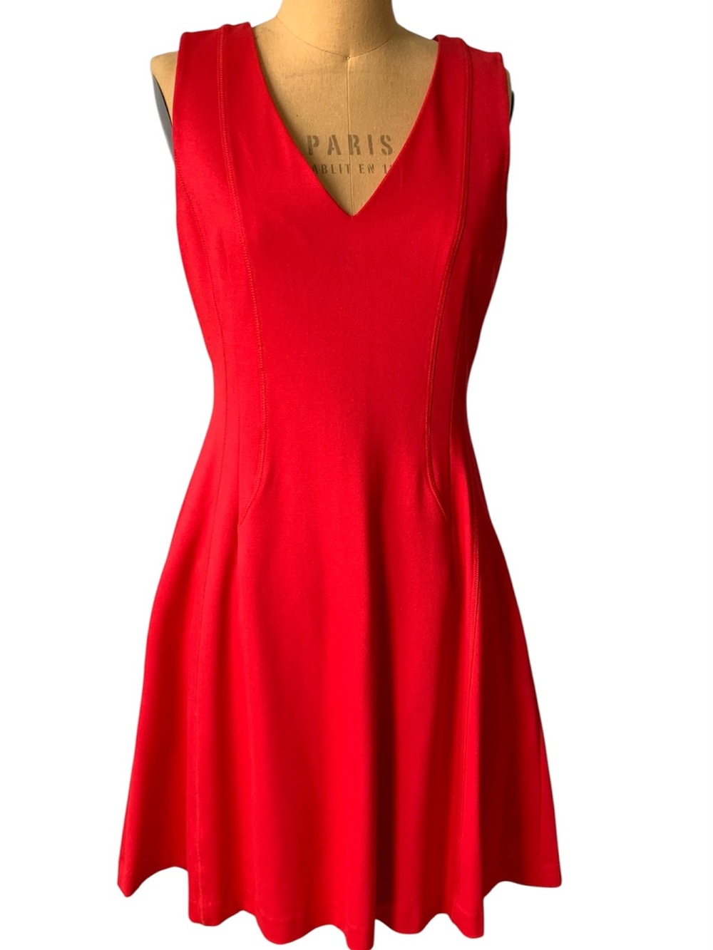 Banana Republic Red Sleeveless V-Neck Fit-and-Flare Mini Dress